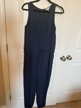 CAbi Navy Sleeveless Drawstring Waist Jumpsuit